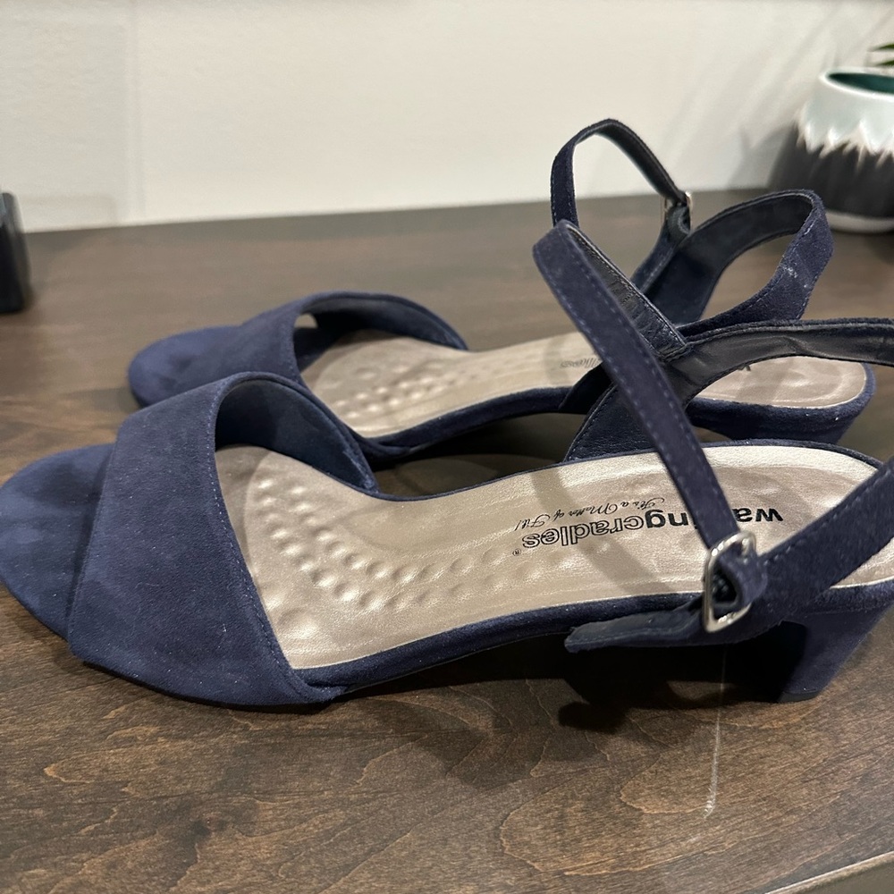 Walking Cradles Navy Heeled Sandals